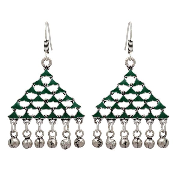 Green Color Afghani Earrings For Girls & Women-10644