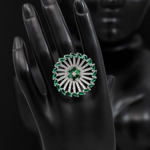 Green Color American Diamond Finger Ring