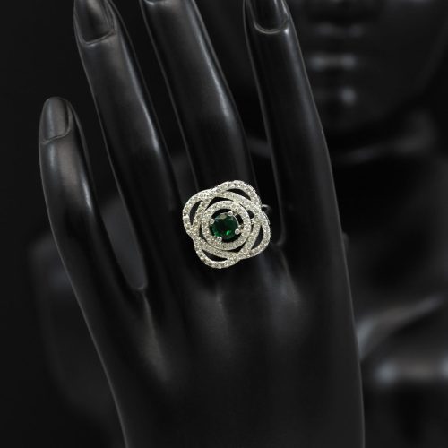 Green Color American Diamond Finger Ring