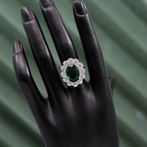Green Color American Diamond Finger Ring