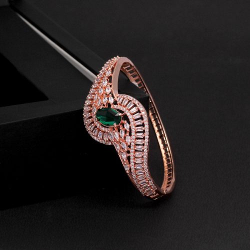 Green Color American Diamond Rose Gold Bracelet