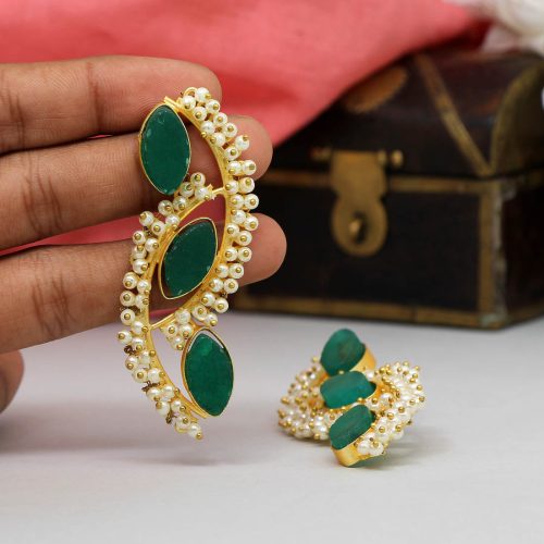 Green Color Amrapali Earrings