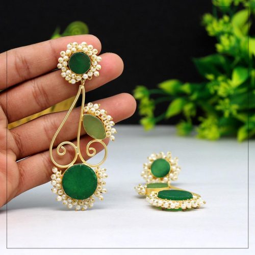 Green Color Amrapali Earrings