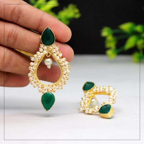 Green Color Amrapali Earrings