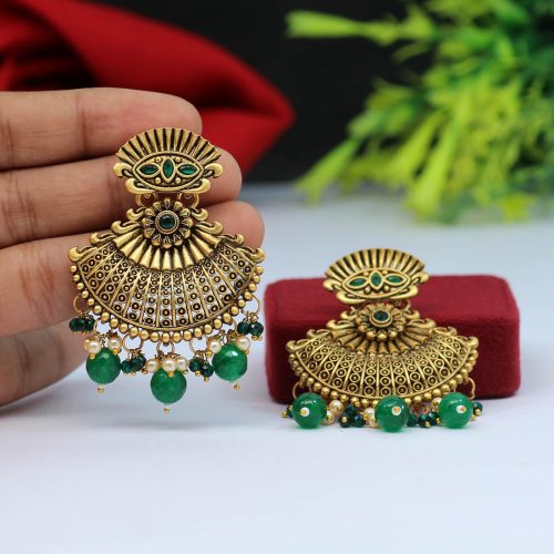 Green Color Antique Earrings