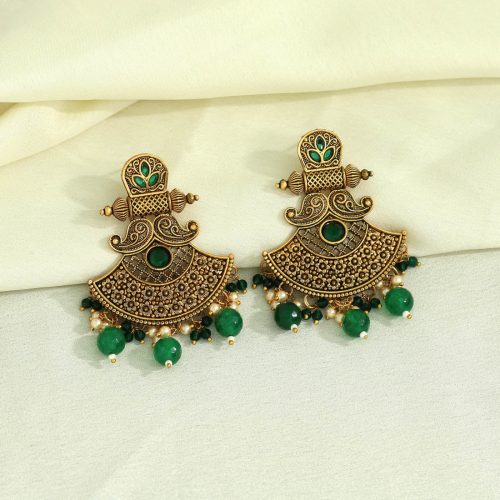 Green Color Antique Earrings