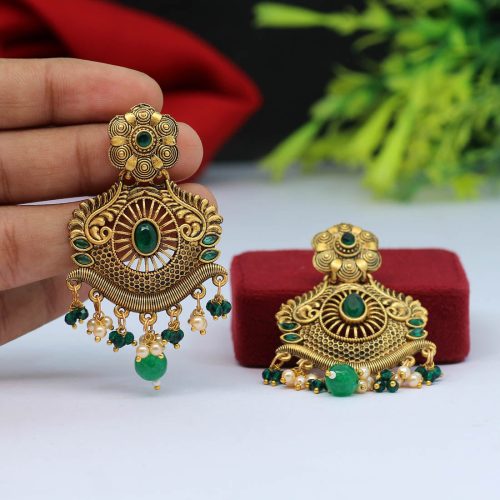 Green Color Antique Earrings