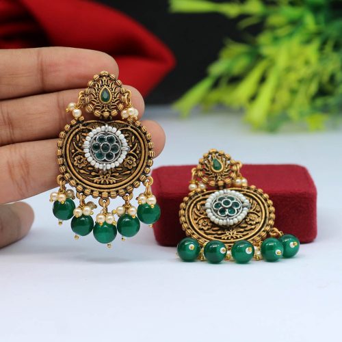 Green Color Antique Earrings