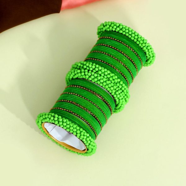 Green Color Bangles Set Size: 2.8-9887