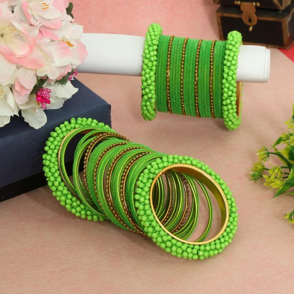 Green Color Bangles Set Size: 2.8-9888