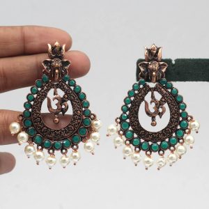 Green Color Copper Earrings-0