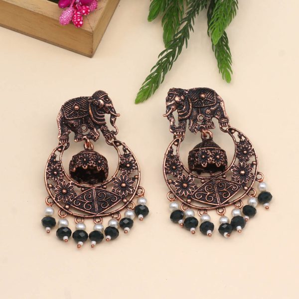 Green Color Copper Earrings-5976