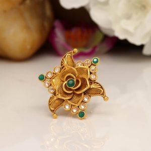 Green Color Copper Finger Ring-0