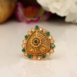 Green Color Copper Finger Ring-0