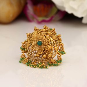 Green Color Copper Finger Ring-0