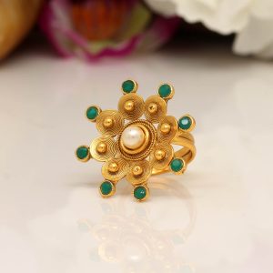 Green Color Copper Finger Ring-0