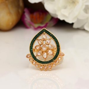 Green Color Copper Finger Ring-0