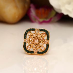 Green Color Copper Finger Ring-0