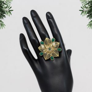 Green Color Copper Finger Ring-0