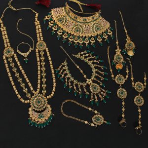 Green Color Kundan Dulhan Set-0