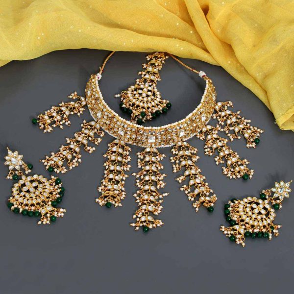 Green Color Kundan Necklace Set-0