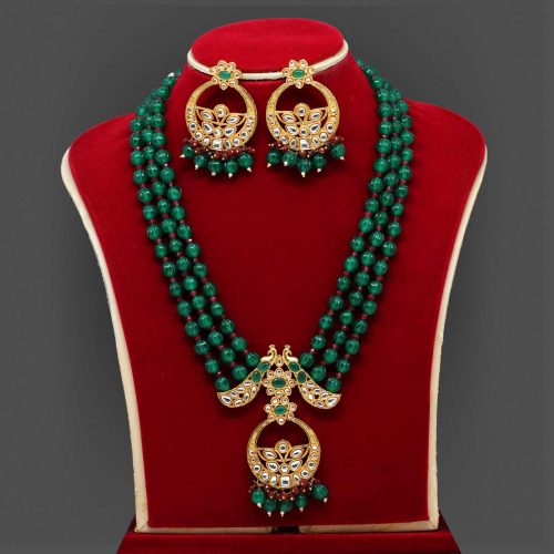 Green Color Kundan Necklace Set