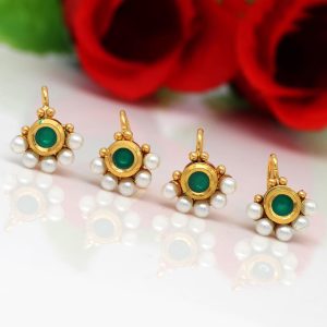 Green Color Kundan Nose Pin Combo Of 4 Pieces-0