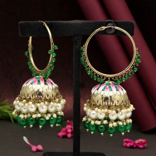 Green Color Meenakari Earrings