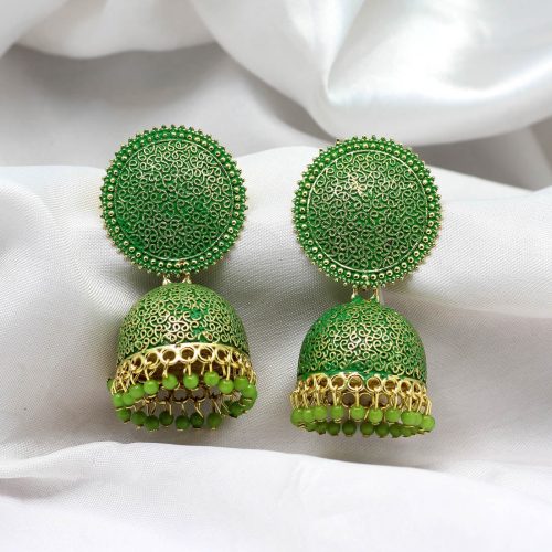 Green Color Mint Meena Earrings