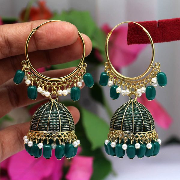 Green Color Mint Meena Earrings-12837