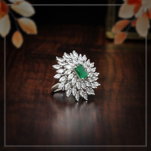 Green Color Premium American Diamond Rings