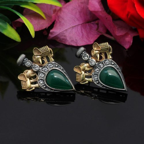 Green Color Premium Oxidised Earrings