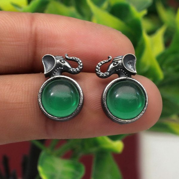 Green Color Premium Oxidised Earrings-0