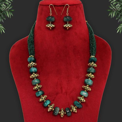 Green Color Stone Necklace Set