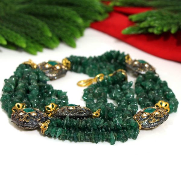 Green Color Stone Necklace Set-10674
