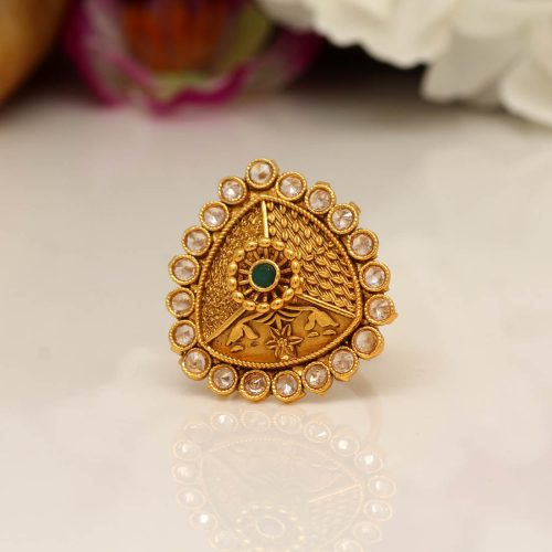 Green & Gold Color Copper Finger Ring