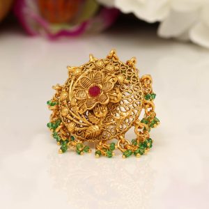 Green & Gold Color Copper Finger Ring-0