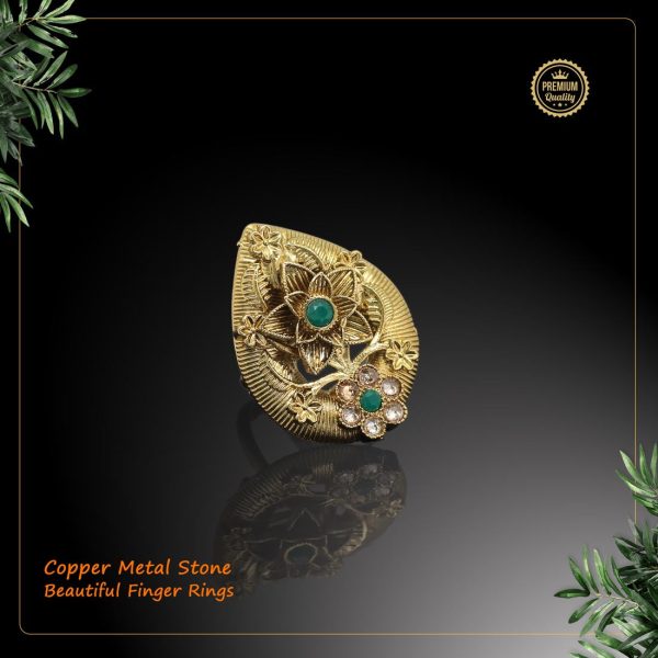 Green & Gold Color Copper Finger Ring-0