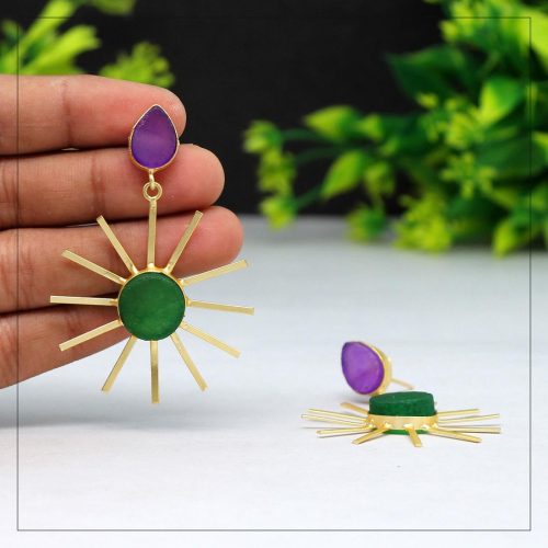 Green & Purple Color Amrapali Earrings