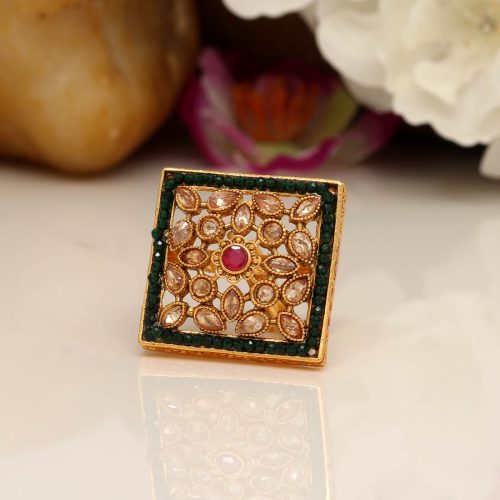 Green & Rani Color Copper Finger Ring