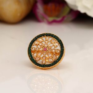 Green & Rani Color Copper Finger Ring-0