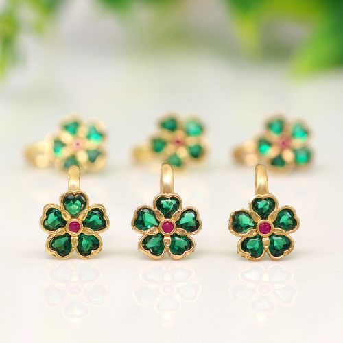 Green & Rani Color Nose Pin Combo Of 6 Pieces