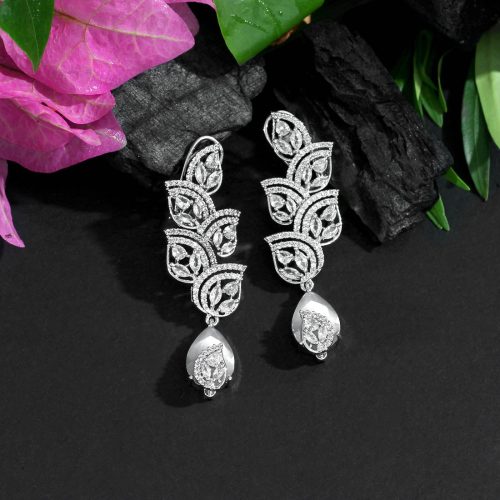 Grey Color American Diamond Earrings