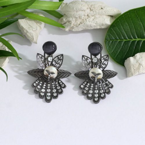 Grey Color American Diamond Earrings