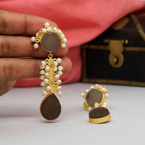 Grey Color Amrapali Earrings