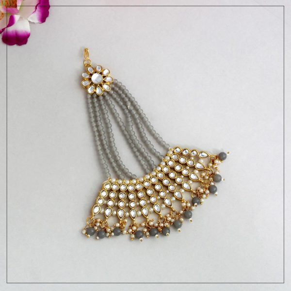 Grey Color Kundan Maang Pasa-8462