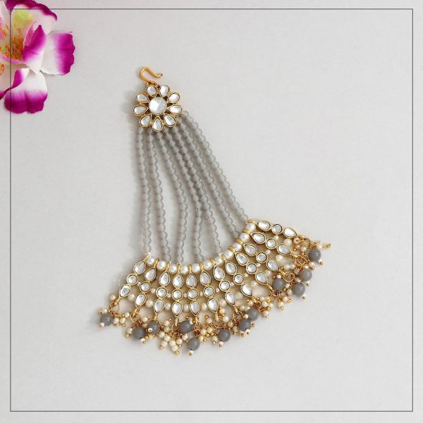 Grey Color Kundan Maang Pasa-8499