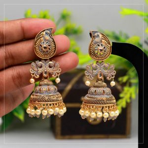 Grey Color Mint Meena Earrings-0