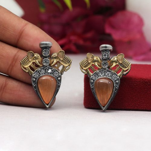 Light Brown Color Premium Oxidised Earrings