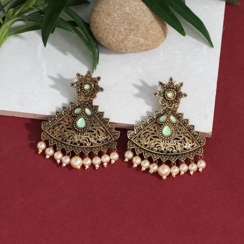 Light Green Color Antique Earrings